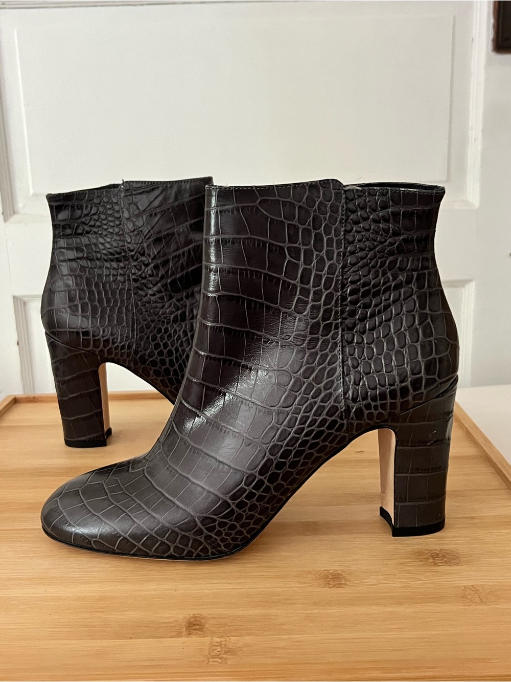 Grigiarancio | Italian Black Croc Ankle Boots